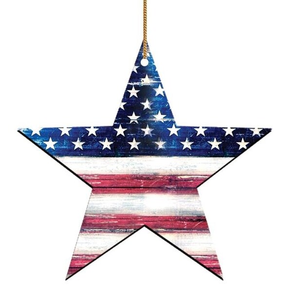 Designocracy Designocracy 99917-M Patriotic US Star Wooden Magnet Wall Decor - 99917-M