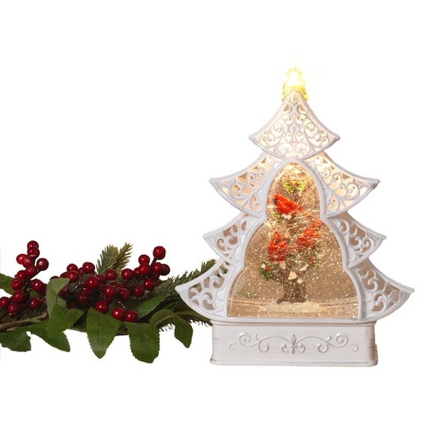 Gerson Gerson Multicolored Lighted Spinning with Cardinal Scene Water Globe Tree 12 in. - 2659210