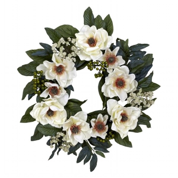 Nearly Natural 22 in. Magnolia Wreath - 4793