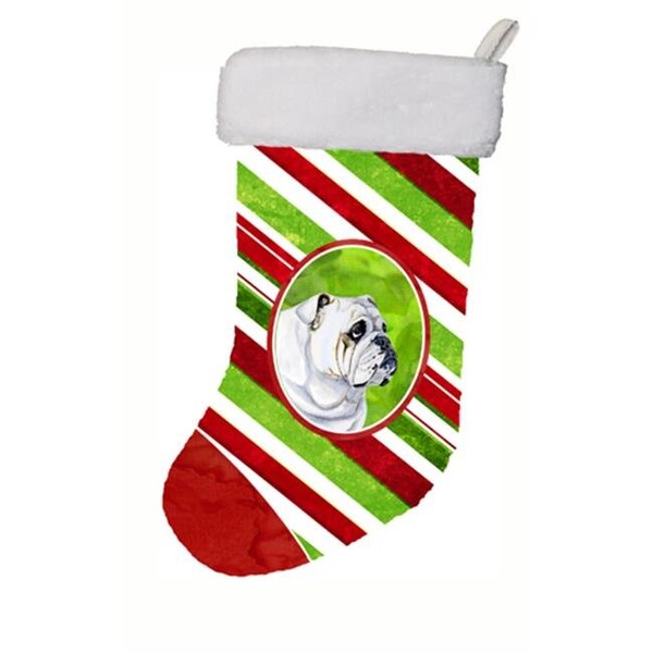 Carolines Treasures Carolines Treasures LH9229-CS 11 x 18 in. Bulldog English Candy Cane Holiday Christmas Christmas Stocking - LH9229-CS