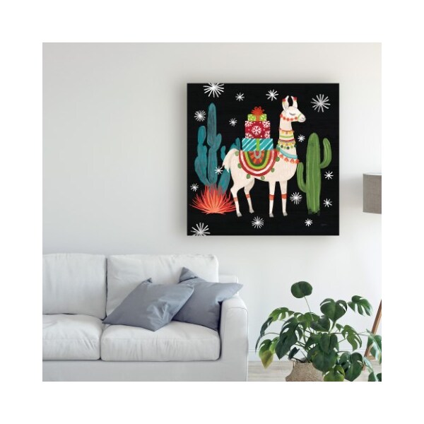 Trademark Fine Art Mary Urban 'Lovely Llamas Ii Christmas Black' Canvas Art, 35x35 - WAP10246-C3535GG