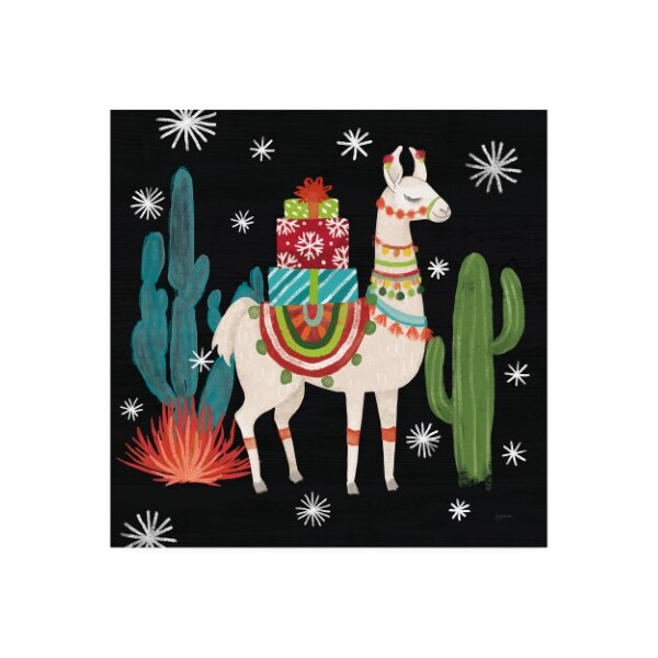 Trademark Fine Art Mary Urban 'Lovely Llamas Ii Christmas Black' Canvas Art, 35x35 - WAP10246-C3535GG