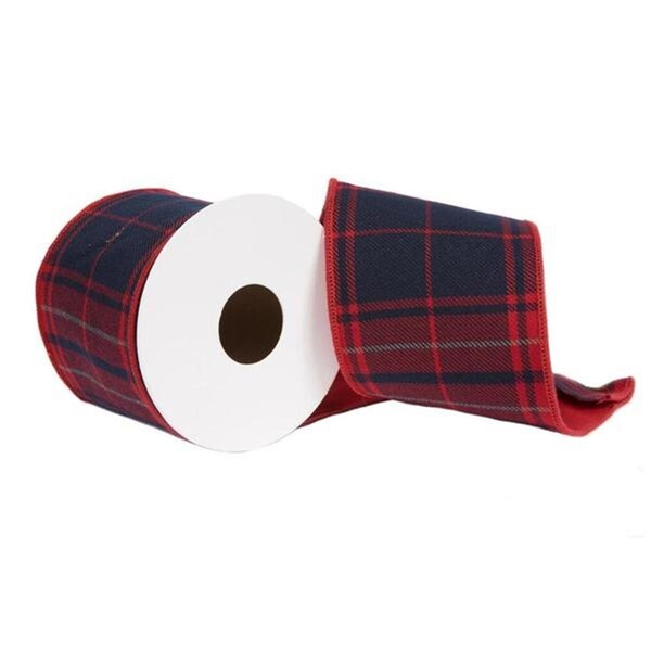 Vickerman 2.5 in. x 5 Yard Red Plaid Double Fused Taffeta Ribbon - QR220464