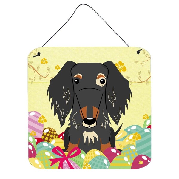 Carolines Treasures Easter Eggs Wire Haired Dachshund Dapple Wall or Door Hanging Prints - BB6128DS66