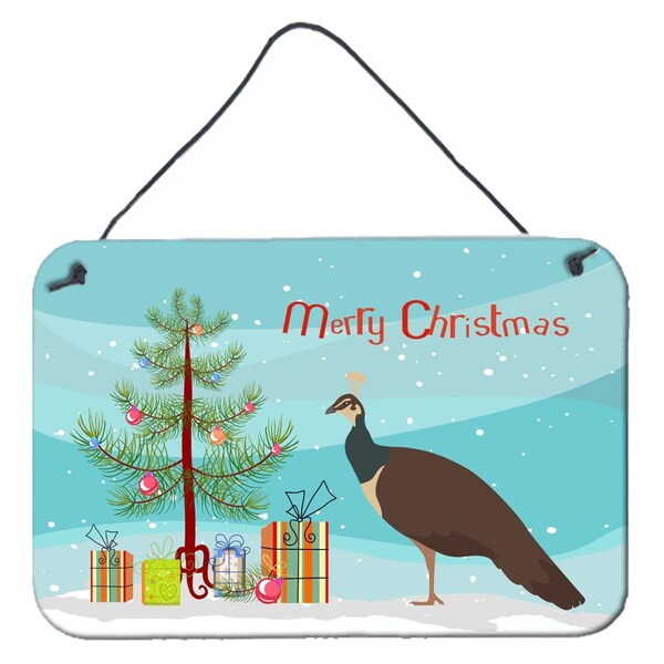 Carolines Treasures Indian Peahen Peafowl Christmas Wall or Door Hanging Prints - BB9294DS812