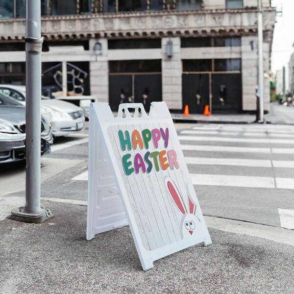 Signmission Happy Easter, A-Frame & 2 Decals Installed, Heavy-Duty Plastic Frame - SBHD-D-2436-30390