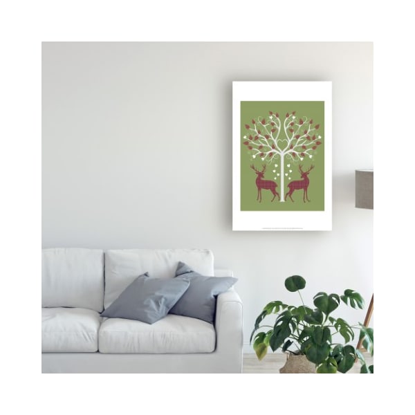 Trademark Fine Art Fab Funky 'Christmas Des Pink On Green' Canvas Art, 22x32 - WAG13693-C2232GG