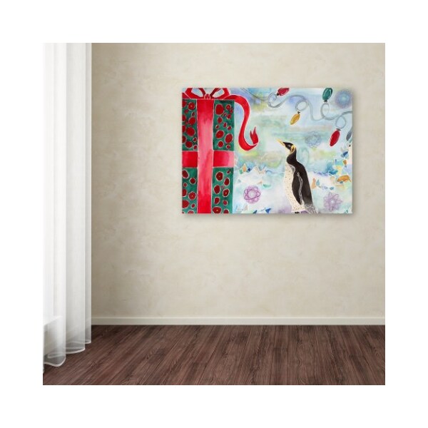 Trademark Fine Art Lauren Moss 'Merry Christmas Penguin' Canvas Art, 14x19 - ALI17691-C1419GG