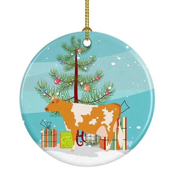 Carolines Treasures Carolines Treasures BB9188CO1 Guernsey Cow Christmas Ceramic Ornament - BB9188CO1