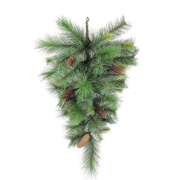 Adlmired By Nature 36 in. Christmas Pine Teardrop Swag with Natural Pine Cone 42 Tips - GXW4921-NATURAL