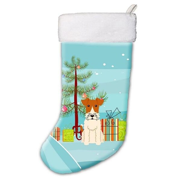 Carolines Treasures Carolines Treasures BB4226CS Merry Christmas Tree Wire Fox Terrier Christmas Stocking - BB4226CS