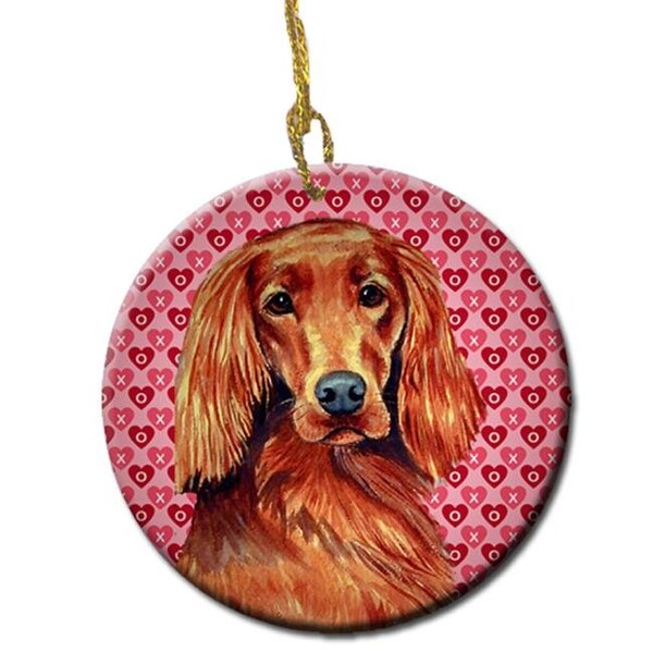 Carolines Treasures Carolines Treasures LH9164CO1 Irish Setter Valentines Love And Hearts Ceramic Ornament - LH9164CO1