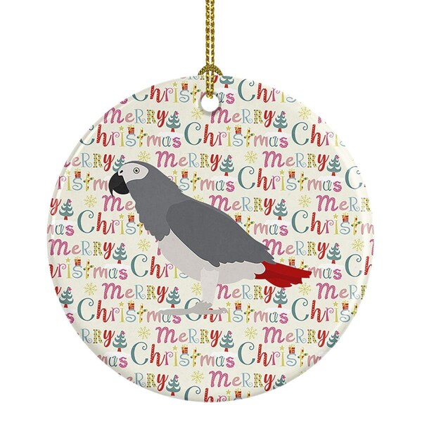 Carolines Treasures 2.8 x 2.8 in. Unisex African Grey Parrot Christmas Ceramic Ornament - WDK2901CO1