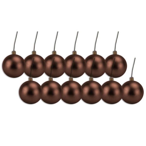 Queens Of Christmas 4 in. Matte Ball Ornament with Wire, Brown, 12PK - ORN-BLKM-100-BR-12PK