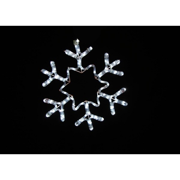 Queens Of Christmas 18 in. Ropelit Snowflake with Star, Pure White - SF-SNOWST-18-PW