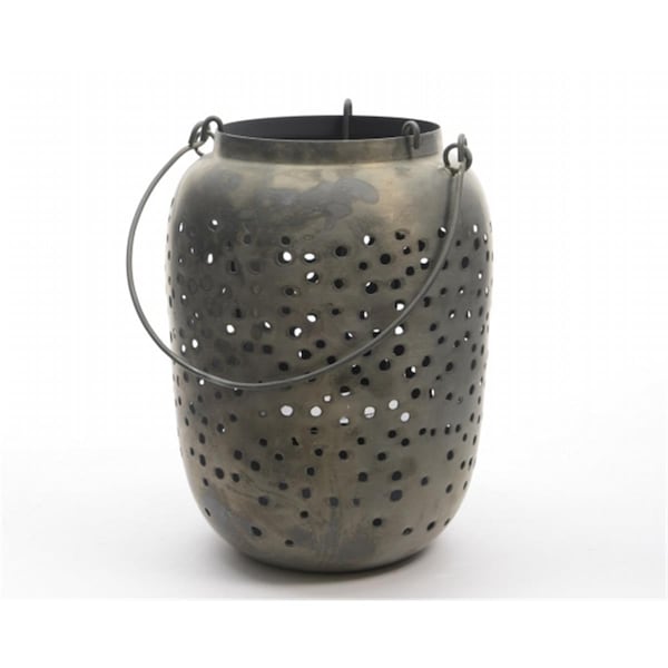 Northlight Seasonal 14.5 in. Botanic Beauty Gray Zinc Cut-Out Candle Holder Lantern - 31530616