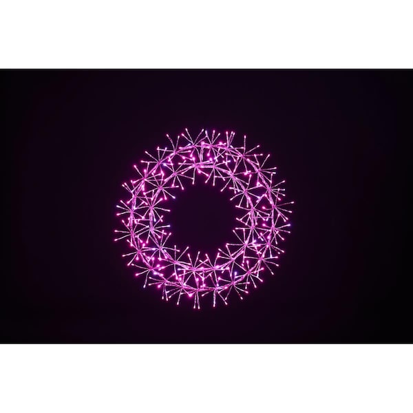Queens Of Christmas 2 ft. Pink Micro LED Wreath with Pink Frame - WM-WR02-LPI