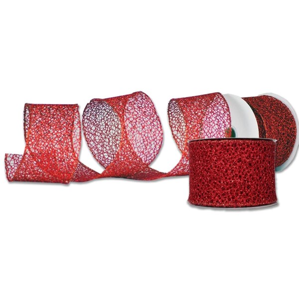 Queens Of Christmas 2.5 in. Wide 10 yards Ribbons, Royal Red, 2PK - RBN-19189-RE-2PK