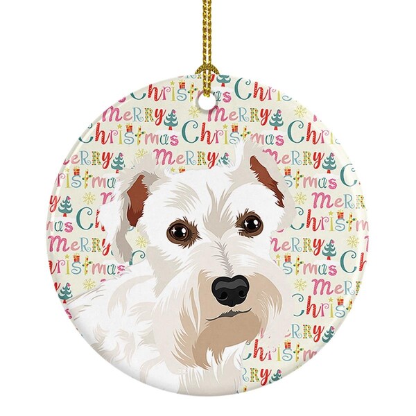 Carolines Treasures 2.8 x 2.8 in. Unisex Schnauzer White No.1 Christmas Ceramic Ornament - WDK2259CO1