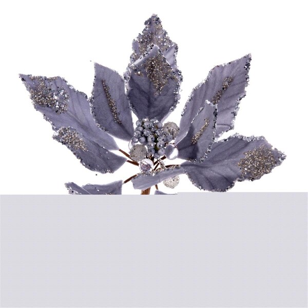 Vickerman 9 in. Silver Double Sided Velvet Poinsettia Pick, 2PK - L217207