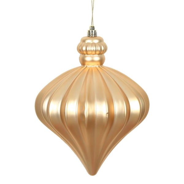 Vickerman 6 in. Cafe Latte Plastic Matte Onion Drop Christmas Ornament, 4PK - N175880D