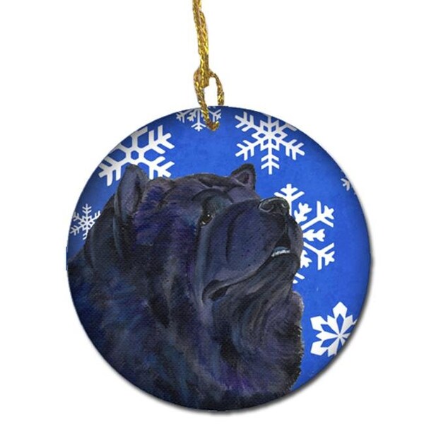 Carolines Treasures Carolines Treasures SS4639-CO1 Chow Chow Winter Snowflakes Holiday Christmas Ceramic Ornament - SS4639-CO1