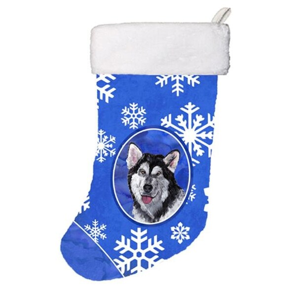 Carolines Treasures Carolines Treasures SC9491-CS Alaskan Malamute Winter Snowflakes Holiday Christmas Stocking - SC9491-CS