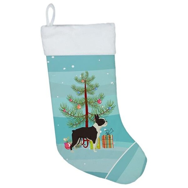 Carolines Treasures Carolines Treasures CK3525CS Boston Terrier Christmas Tree Christmas Stocking - CK3525CS