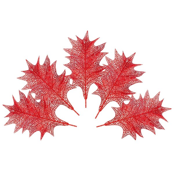 Queens Of Christmas 22 in. Holly Leaf Pick for Christmas Decoration, Red, 5PK - PCK22-HLF-RE-5PK