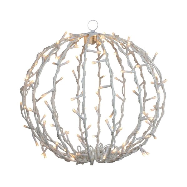 Go-Go 13 x 13 in. LED Lighted Christmas Hanging Ball Decoration, Warm White Lights - GO1769246
