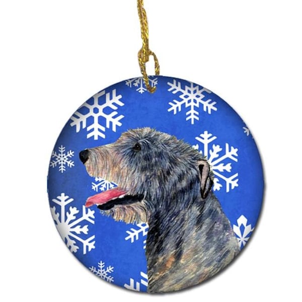 Carolines Treasures Carolines Treasures SS4644-CO1 Irish Wolfhound Winter Snowflakes Holiday Christmas Ceramic Ornament - SS4644-CO1