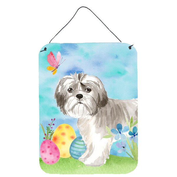 Carolines Treasures Easter Eggs Shih Tzu Puppy Wall or Door Hanging Prints - CK1899DS1216