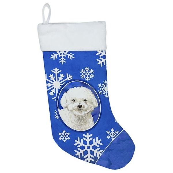 Carolines Treasures Carolines Treasures CK3926CS Bichon Frise Winter Snowflakes Christmas Stocking - CK3926CS