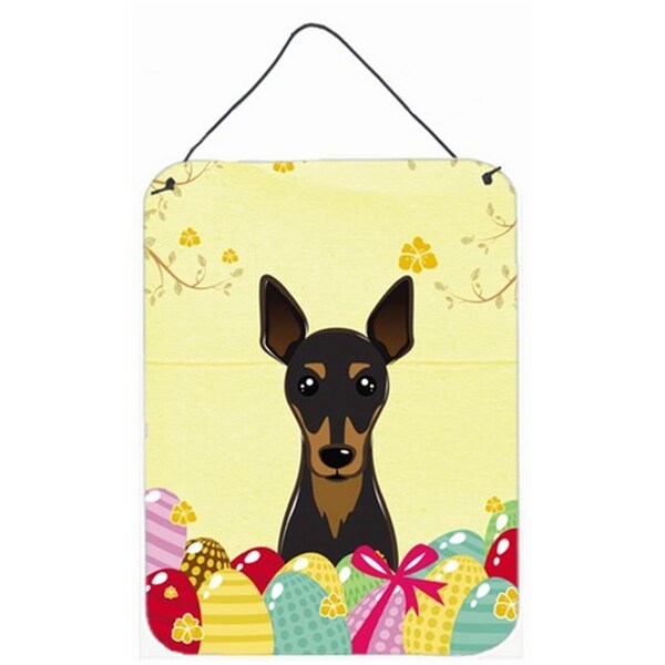 Carolines Treasures Min Pin Easter Egg Hunt Wall or Door Hanging Prints - BB1922DS1216