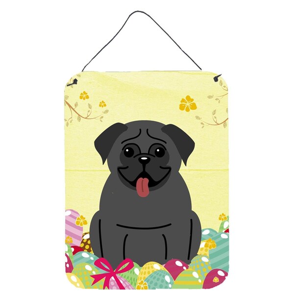 Carolines Treasures Easter Eggs Pug Black Wall or Door Hanging Prints - BB6006DS1216