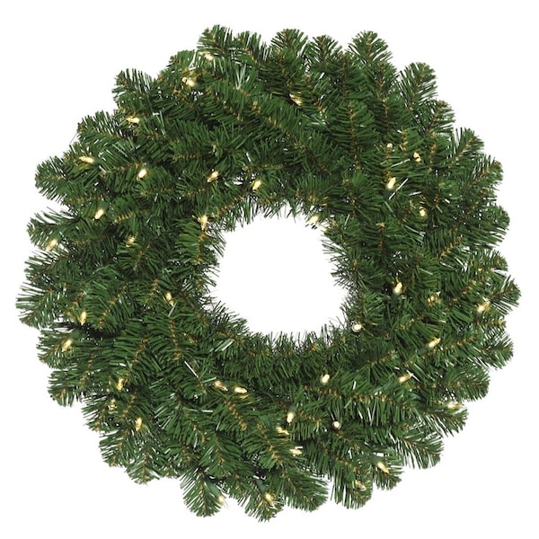 Vickerman 84 in. Oregon Fir Artificial Christmas Wreath with 600 Warm White LED Light - C164685LED