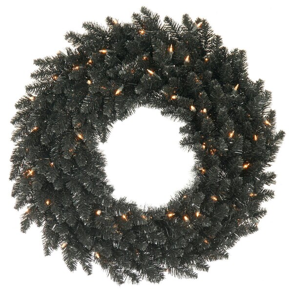 Vickerman 24 in. Black Fir Wreath 210T - K161824