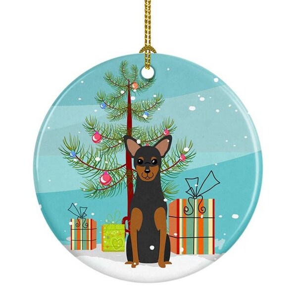 Carolines Treasures Carolines Treasures BB4153CO1 Merry Christmas Tree Manchester Terrier Ceramic Ornament - BB4153CO1