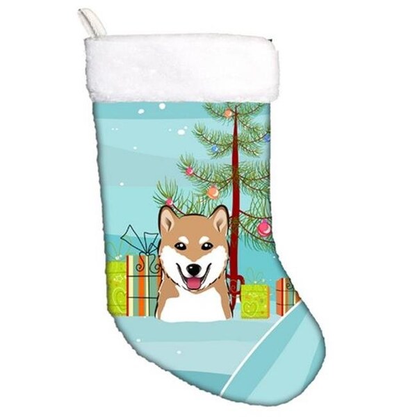 Carolines Treasures Carolines Treasures BB1597CS Christmas Tree & Shiba Inu Christmas Stocking - BB1597CS