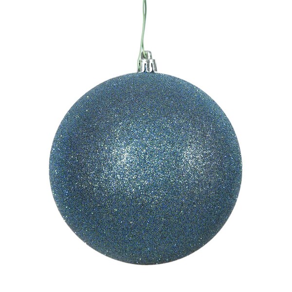 Vickerman 4 in. Sea Blue Glitter Christmas Ornament Ball, 6PK - N591062DG