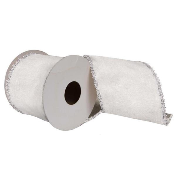 Vickerman 4 in. x 5 Yard Ivory Viscose Velvet Double Fused Ribbon - QR222331