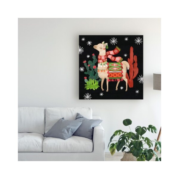 Trademark Fine Art Mary Urban 'Lovely Llamas Iv Christmas Black' Canvas Art, 24x24 - WAP10248-C2424GG