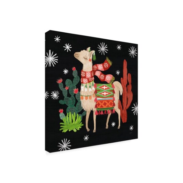 Trademark Fine Art Mary Urban 'Lovely Llamas Iv Christmas Black' Canvas Art, 24x24 - WAP10248-C2424GG