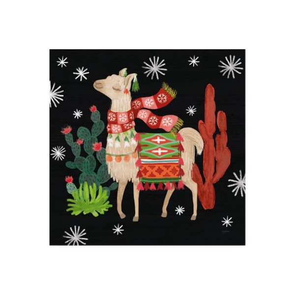 Trademark Fine Art Mary Urban 'Lovely Llamas Iv Christmas Black' Canvas Art, 24x24 - WAP10248-C2424GG