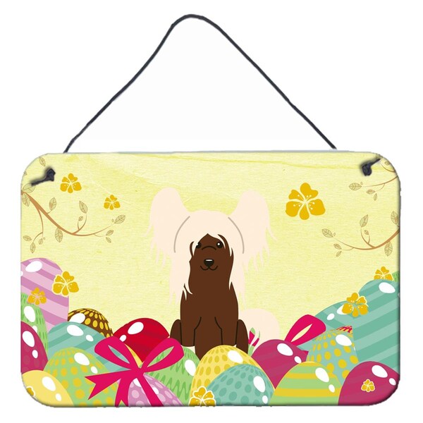 Carolines Treasures Easter Eggs Chinese Crested Cream Wall or Door Hanging Prints - BB6113DS812