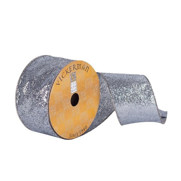 Vickerman 2.5 in. x 10 Yards Pewter Glitter Woven Dupioni Ribbon, 72PK - Q180851