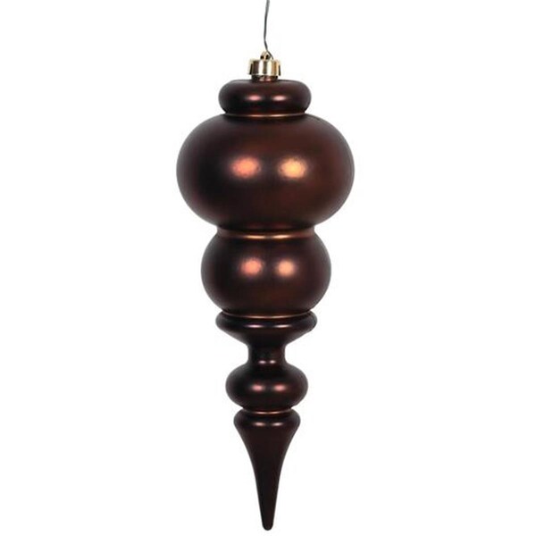 Vickerman 14 in. Chocolate Matte Finial UV Drilled Christmas Ornament - N150675DMV