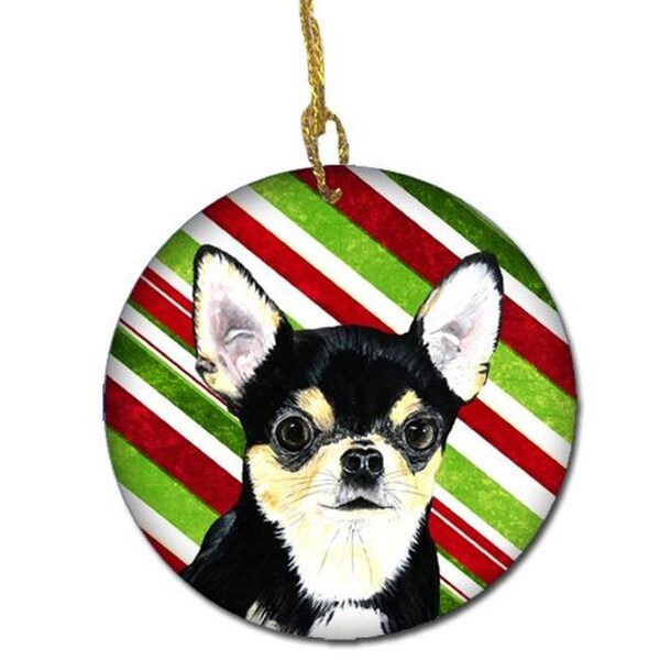 Carolines Treasures Carolines Treasures SC9359-CO1 Chihuahua Candy Cane Holiday Christmas Ceramic Ornament - SC9359-CO1