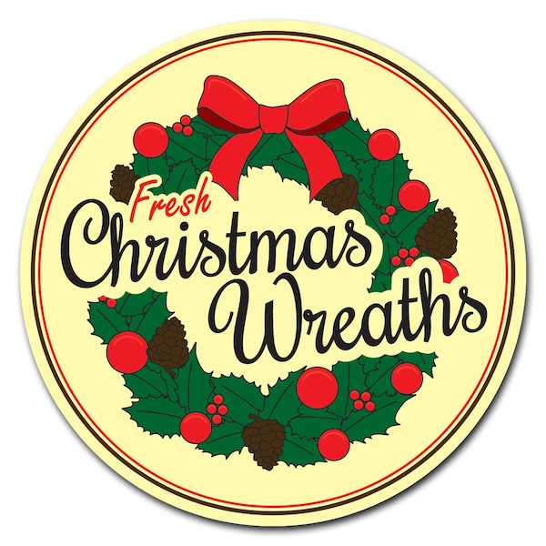 Signmission Christmas Wreaths Circle Rigid Plastic Sign - P-8-CIR-CHRISTMAS WREATHS
