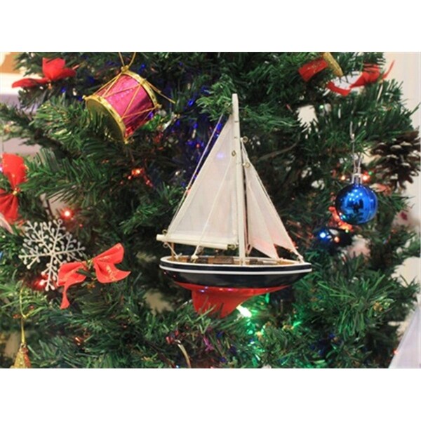 Handcrafted Model Ships American Sailboat Christmas Tree Ornament 9 in. - Nautical Christmas Decoration - SAILBOAT9-101-XMAS